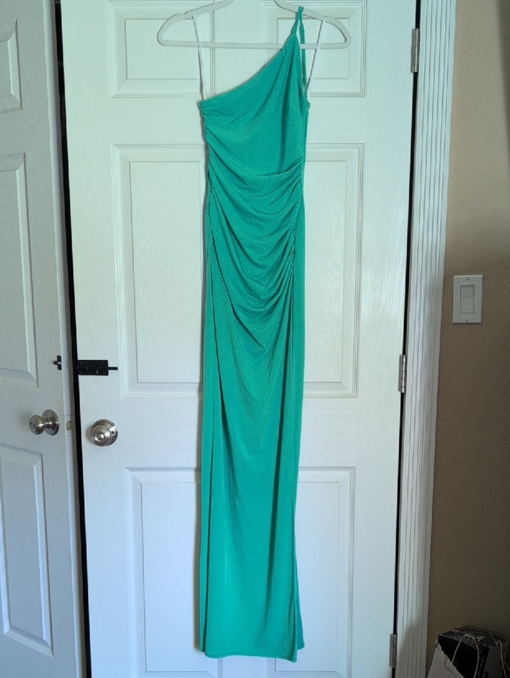 Katie May One-Shoulder Maxi Dress in Aqua Green